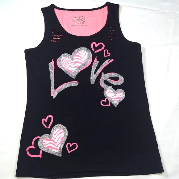Justice Other - Girl's Justice Sequined Love Heart Tank Top Sz 16